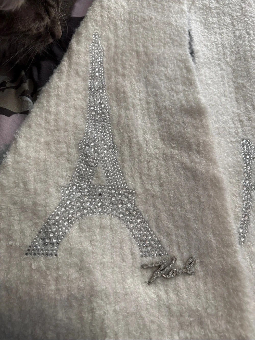 Karl Lagerfeld Cream Eiffel Tower Accent Scarf